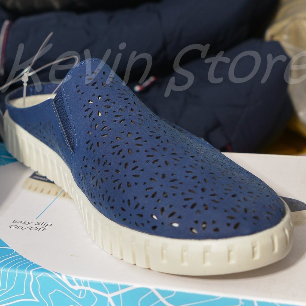 Jsport Ladies' Floral Mule Slip On Contoured Lightweight Shoe Navy